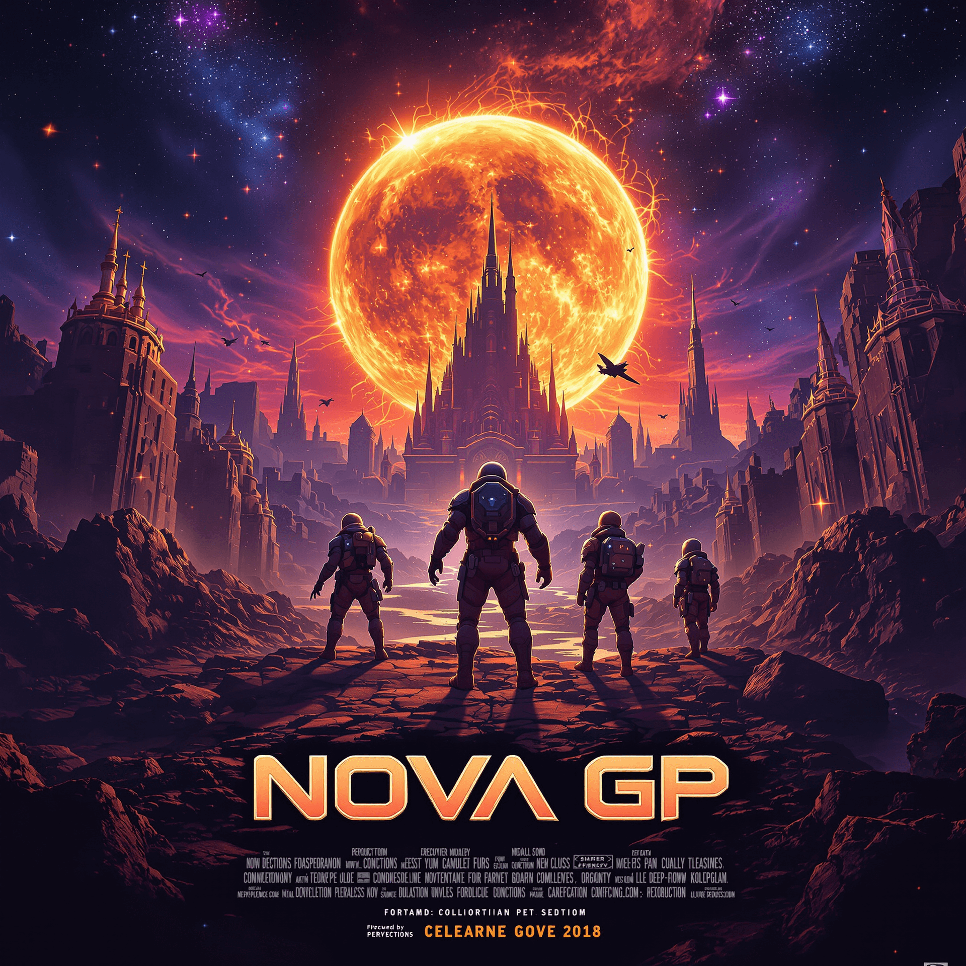 AI generated: create a movie poster of "NOVA GP" for my gaming group 