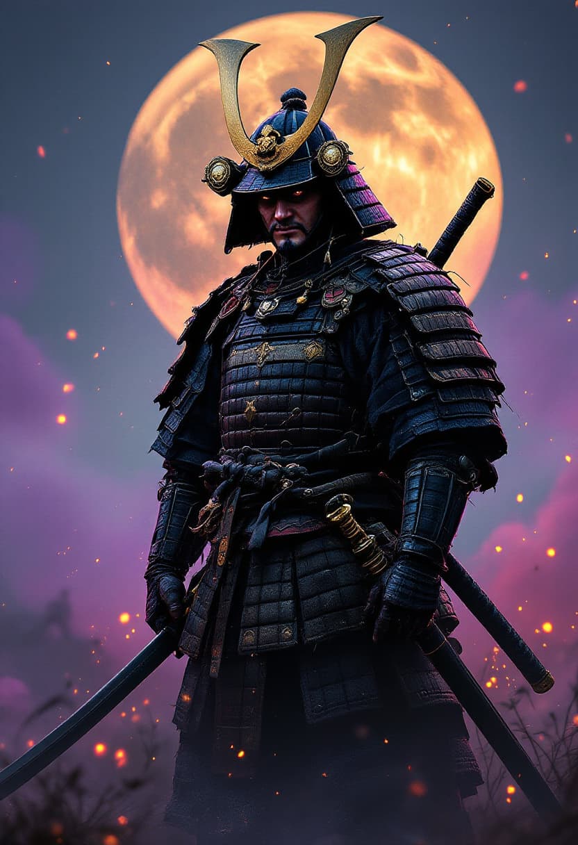 AI generated: ultra realistic traditional samurai warrior, full-body or 3/4 portrait, detailed japanese armor and ...