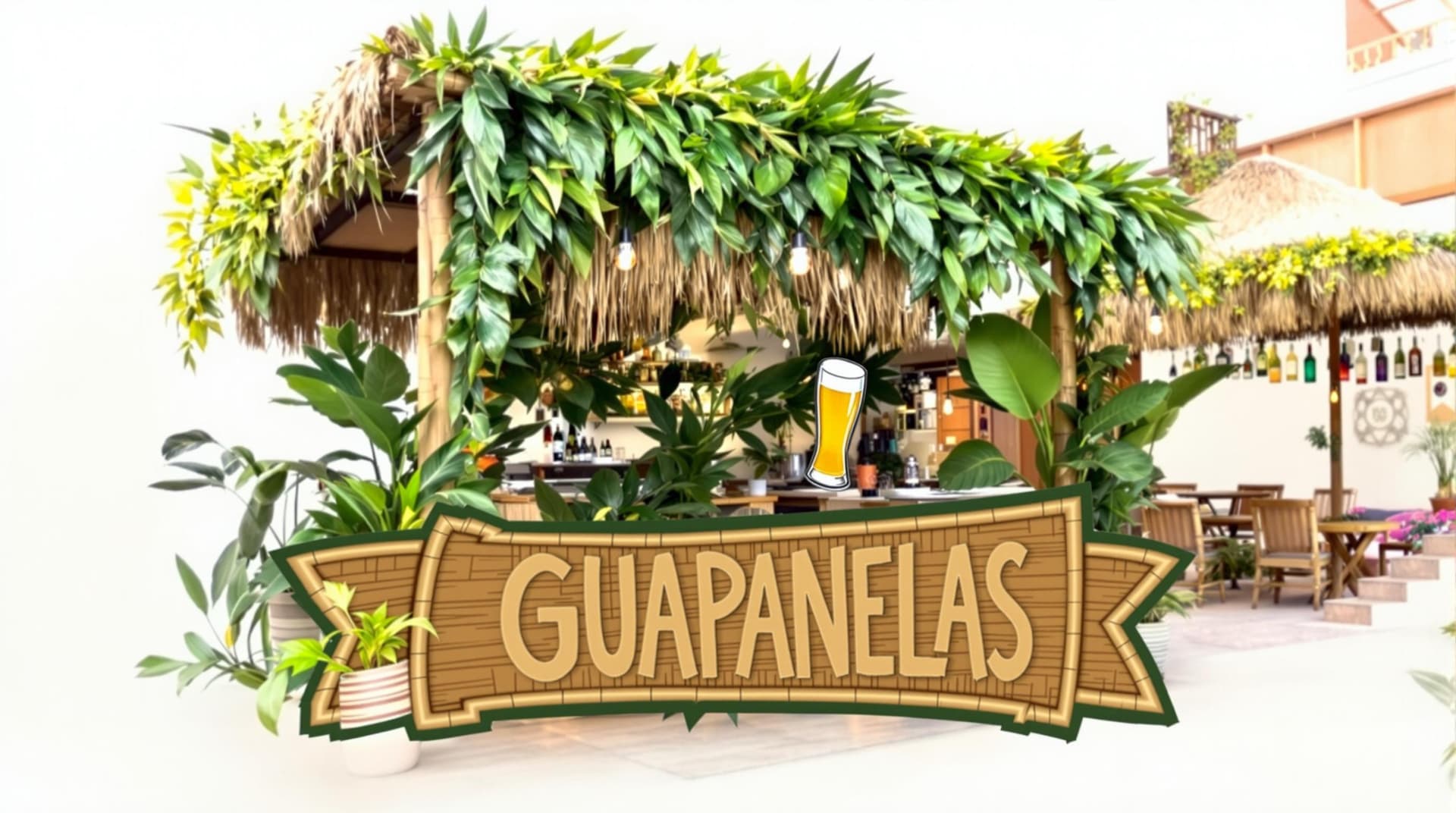 AI generated: puedes crear un logo en guadua que diga Aguapanelas terraza bar, algo novedoso, 4k, decoracion en ba...