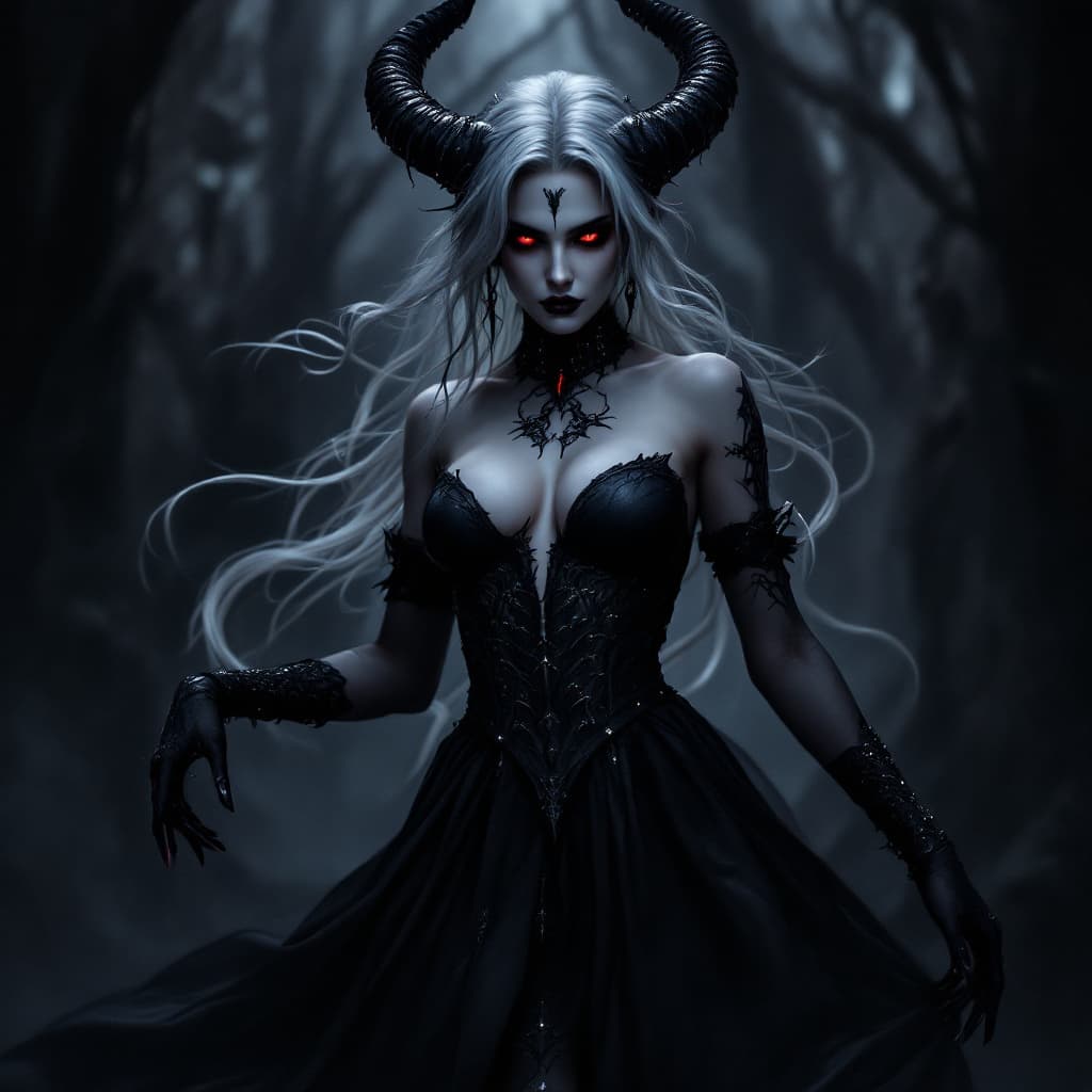 AI generated: a full body portrait of dark queen, dark fantasy randy theme, mystical, zoomed, Dark theme, underwor...