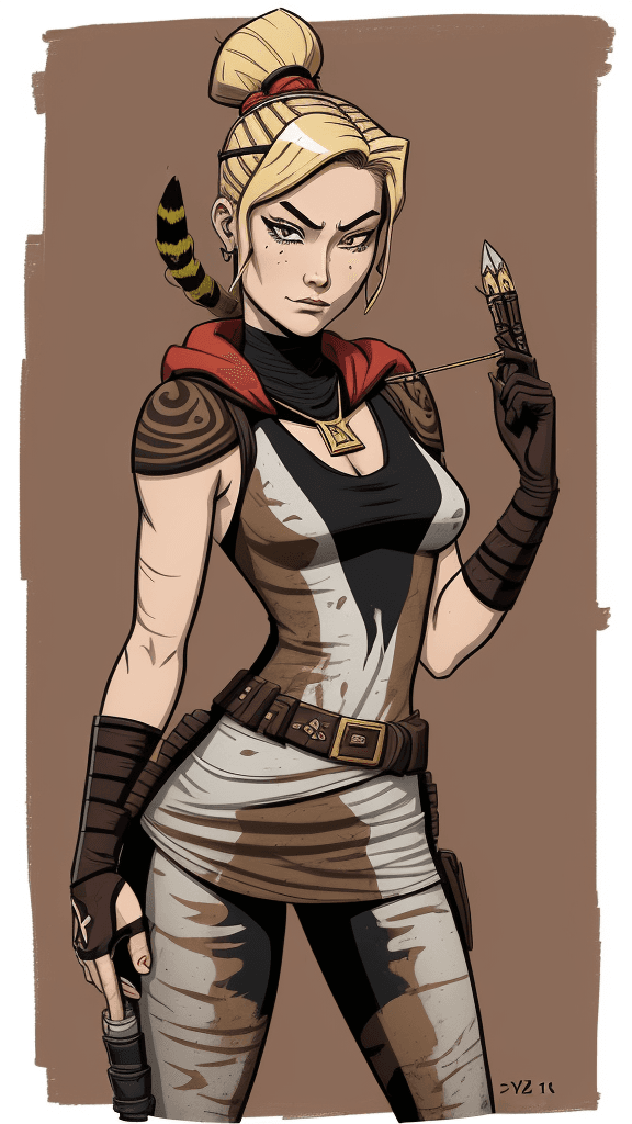 AI generated: a drawing of a Artemis Crock, in the style of adventure pulp, dark white and bronze, mottled, yup'ik...