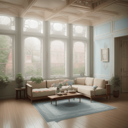 AI generated: High resolution photography interior design, dreamy sunken living room conversation pit, wooden floo...