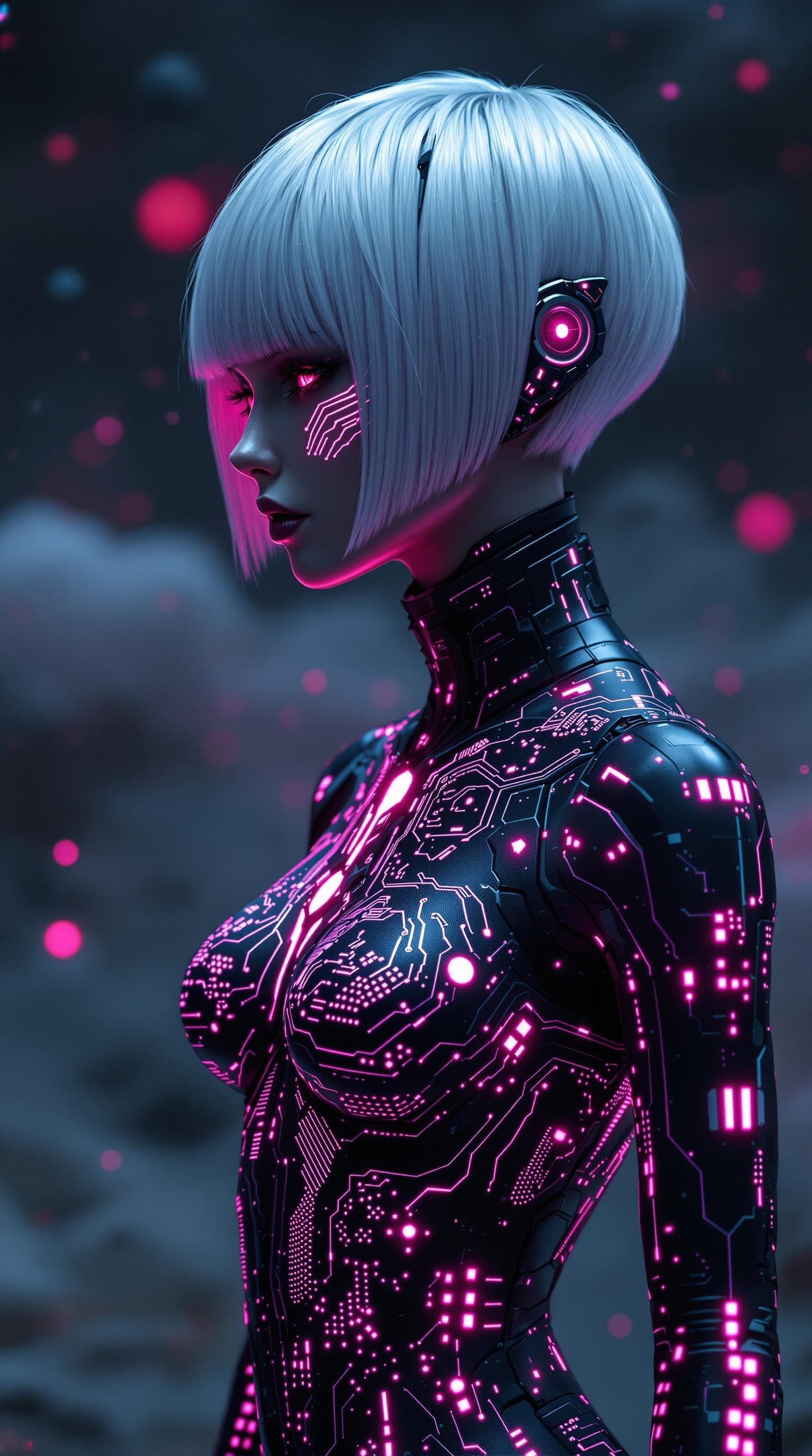 AI generated: A photorealistic image captured with a Panasonic Lumix GH7. The image features a futuristic characte...
