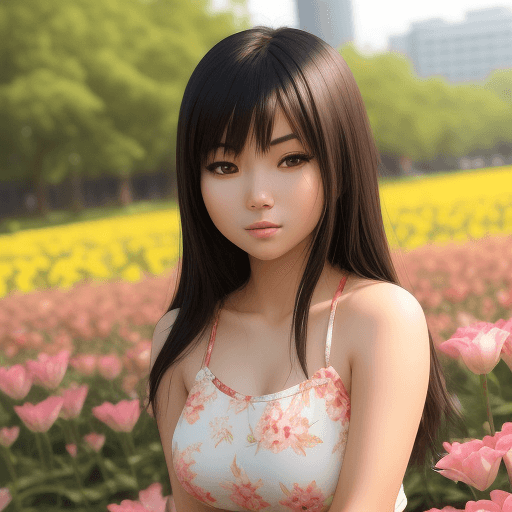 AI generated: 
asian cute looking gril siting on the flore .