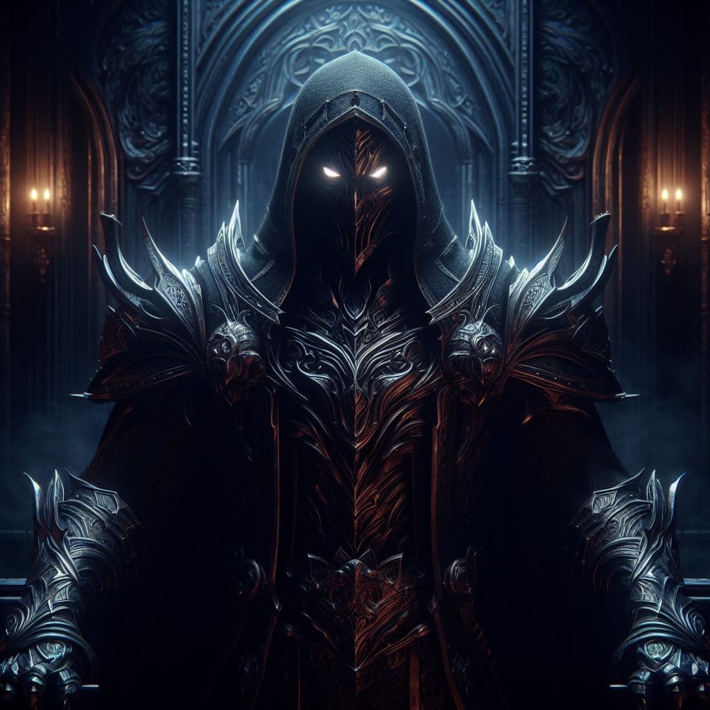 AI generated: Tyrant Swain: Capture the dark and menacing aura of Tyrant Swain in a hyper-realistic photograph set...