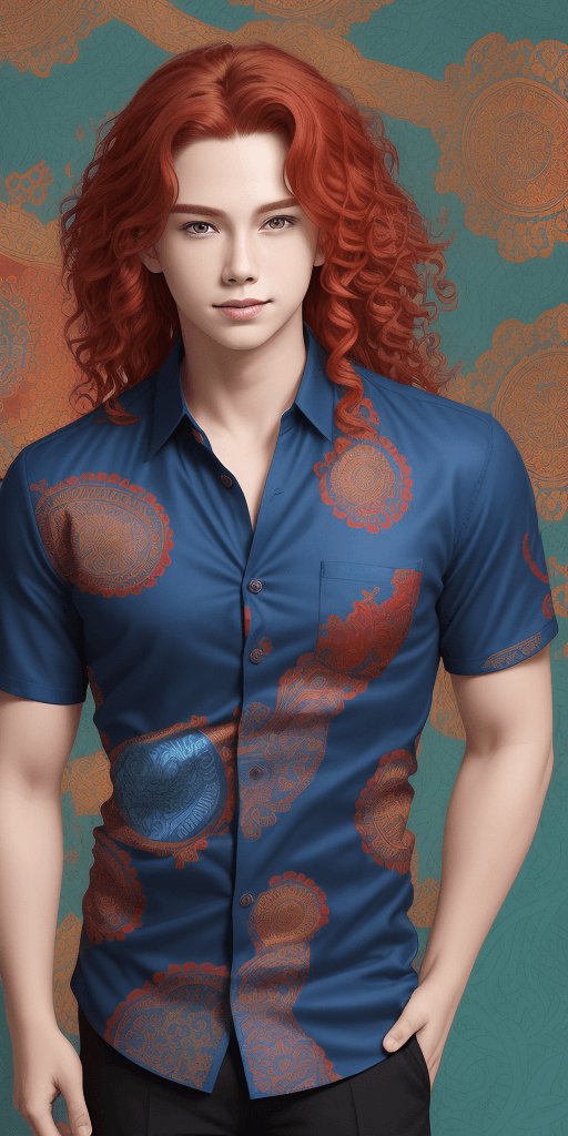 AI generated: "masterpiece, dynamic pose, centered, 1boy, handsome, calm, intelligent, vibrant red wavy hair, stan...
