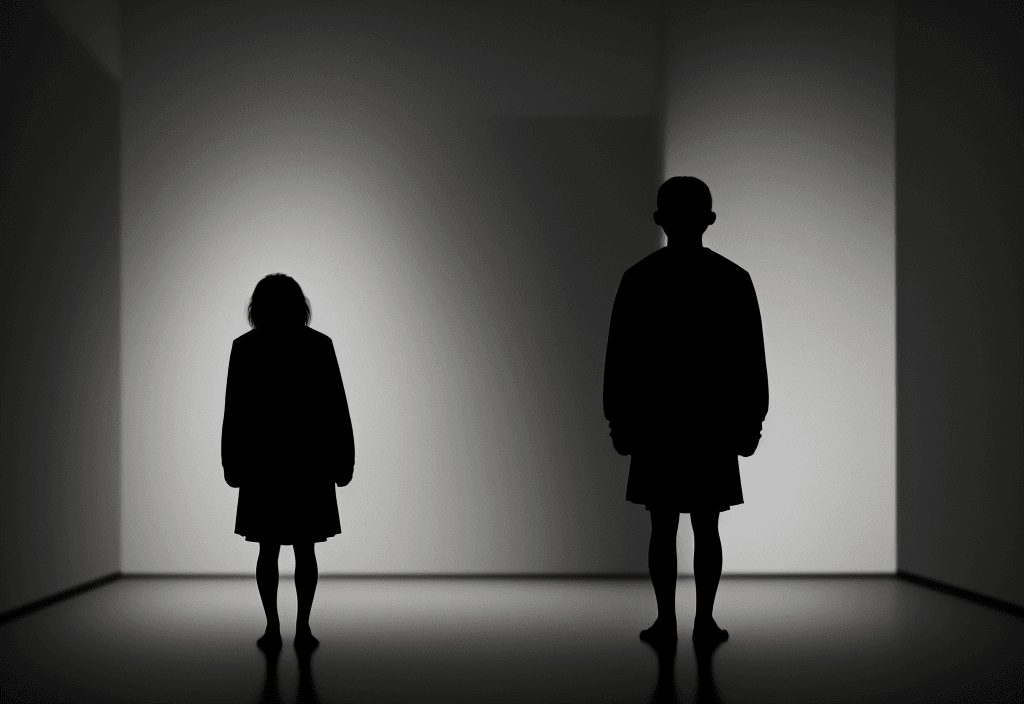 AI generated: Create a scene of a person standing alone in a dimly lit room, overwhelmed, with the weight of the w...