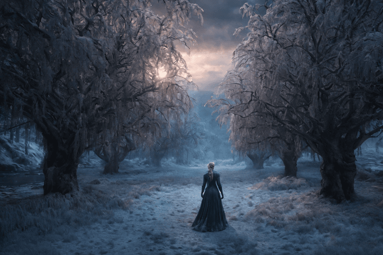 AI generated: Epic creepy magical scene,Insane detailed different full body image ,in different cinematic model sc...
