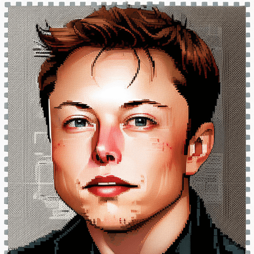 AI generated: Elon Musk, SAI Pixel Art, stamp full define