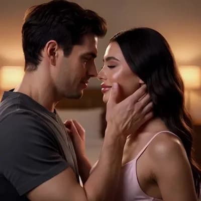 AI generated video: Kissing hot of romantic couple 