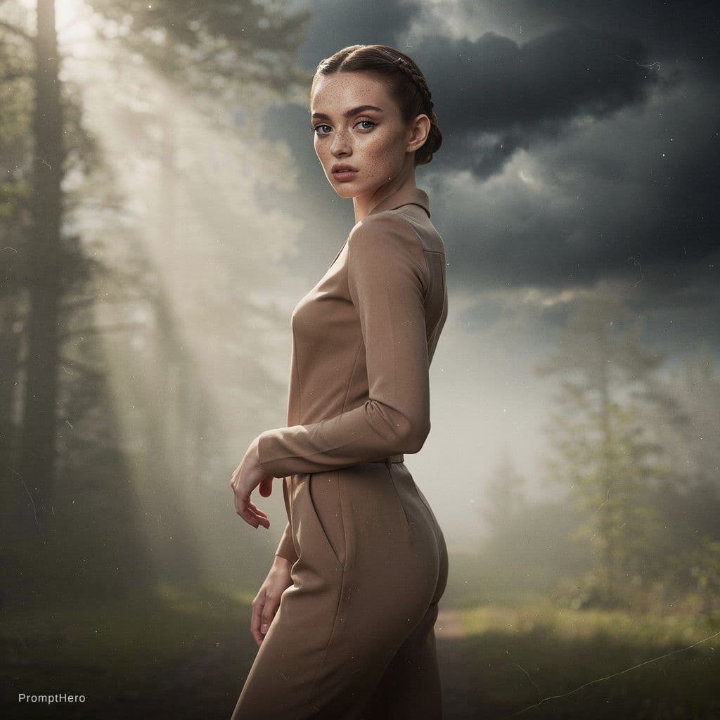 AI generated: an outdoor photo with natural light, big, full breasts, skinny, slim, (nude), intimate posing, short...