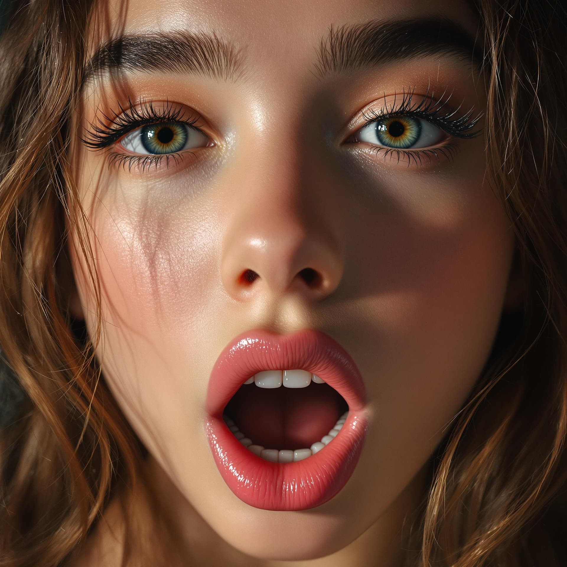 AI generated: 10yo girl face really pretty big lips open mouth