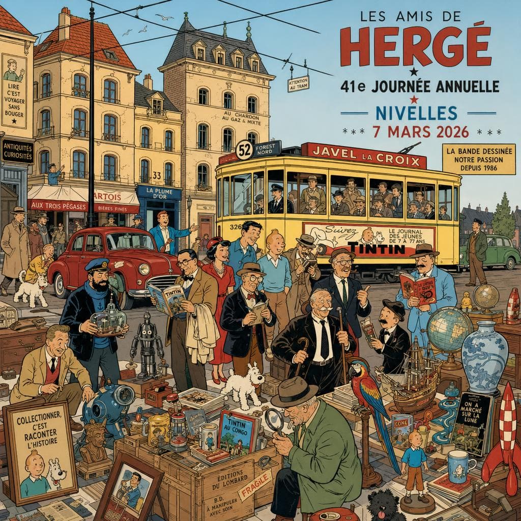 AI generated: Create a detailed vintage Franco-Belgian comic poster in a clean ligne claire illustration style, wi...