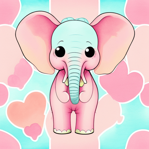AI generated: Pink Cute Cartoon Character Elephant, Watercolor Pastel, Digital Paper, Seamless Pattern vector, Pri...