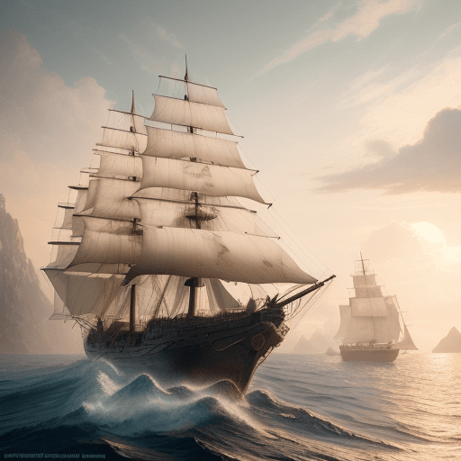 AI generated: Photo of a ultra realistic sailing ship, dramatic light, pale sunrise, cinematic lighting, battered,...