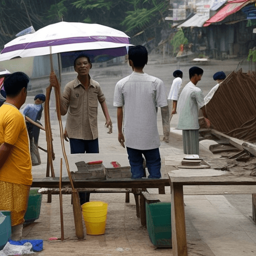 AI generated: realistic
Six Indonesian laborers are setting up the scenery in taiwan
