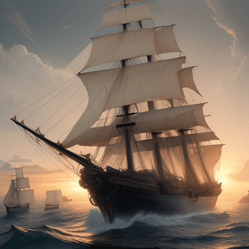 AI generated: Photo of a ultra realistic sailing ship, dramatic light, pale sunrise, cinematic lighting, battered,...