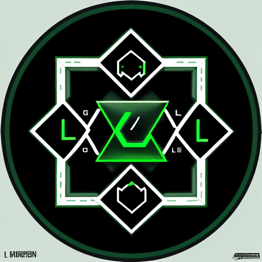AI generated: Logo gaming wear, letter L, concept, control games, nonagon, colour black and green, gaming, dynamic...