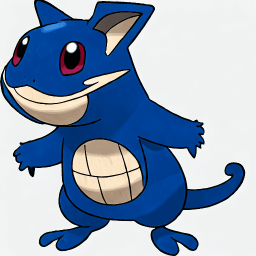 AI generated: blue hamster, red eyes, heavily armed