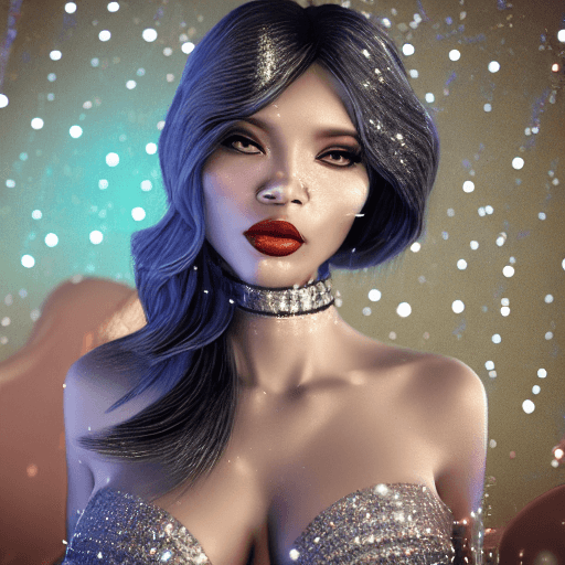 AI generated: gorgeous woman created from diamond, silk, diamonds, gems, sparkling dots, in crystal cave backgroun...