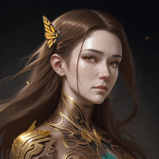 AI generated: 8k portrait of beautiful cyborg with brown hair, intricate, elegant, highly detailed, majestic, digi...