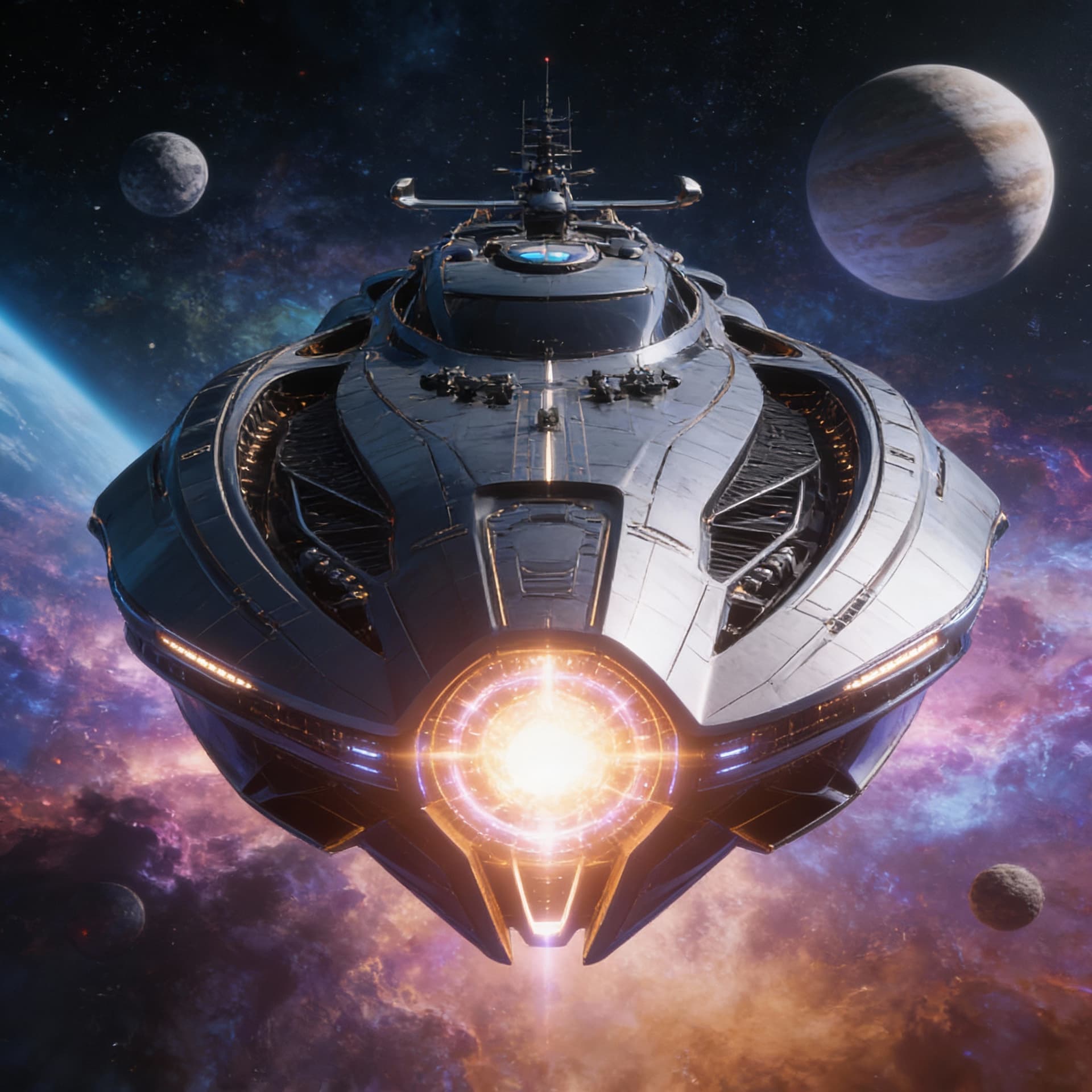 AI generated: Use Reference Images to imagine, in detail, an alien spaceship. Cambind and alter specs to create a ...