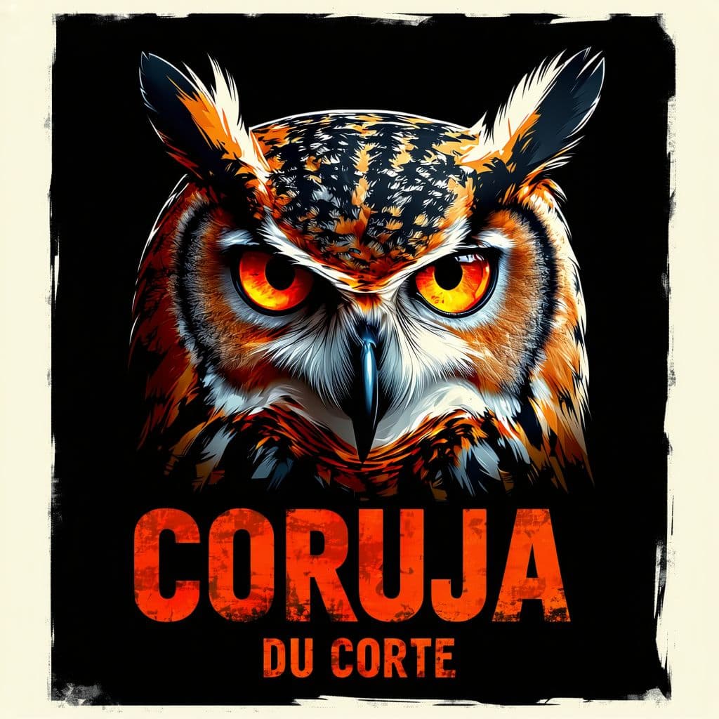 AI generated: 
A stylized book cover featuring a fierce and imposing owl illustration. The owl's face is the centr...