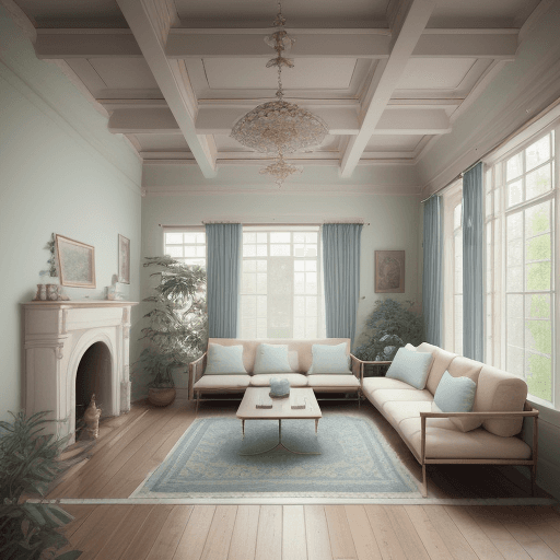 AI generated: High resolution photography interior design, dreamy sunken living room conversation pit, wooden floo...