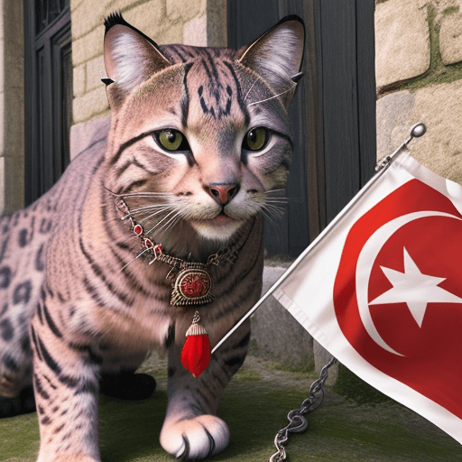 AI generated: Historical place, wild cat and Turkish flag necklace,