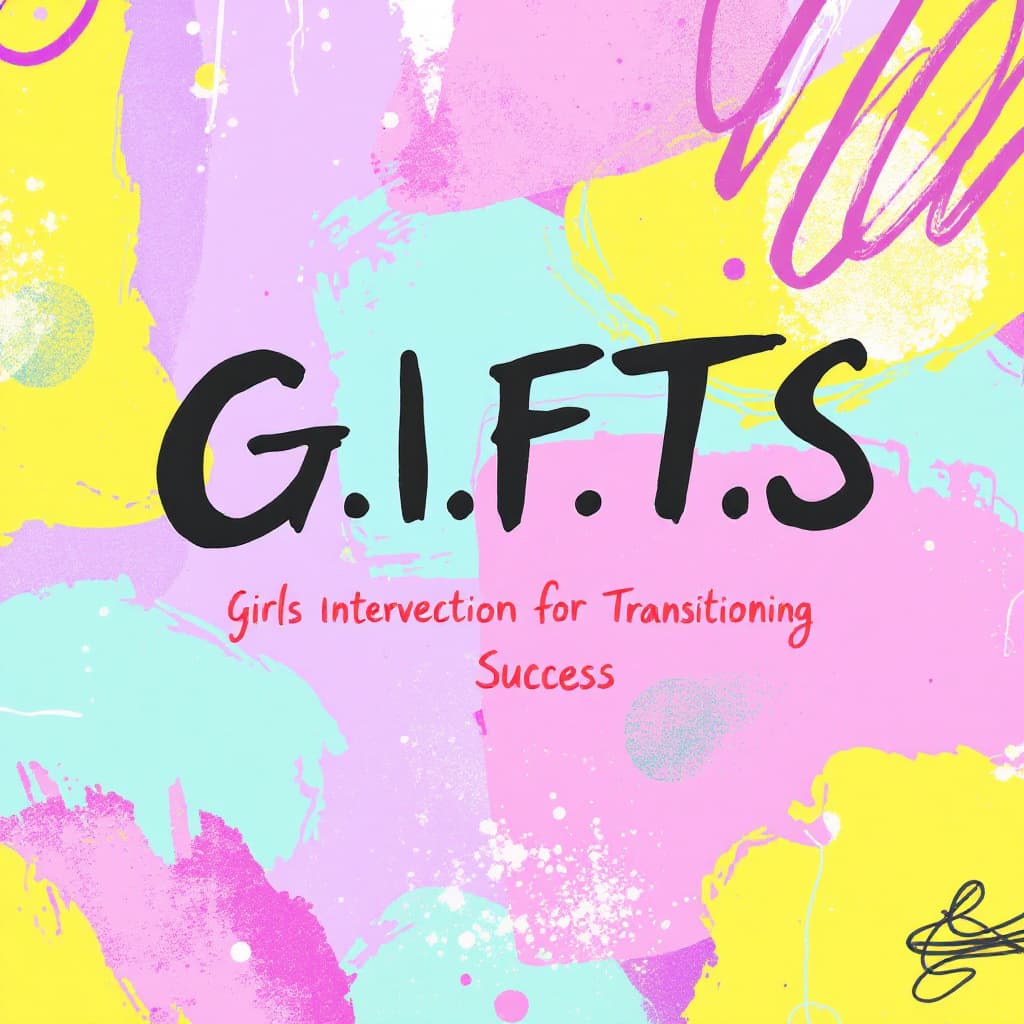 AI generated: A Logo design, simple, printable, funky, G.I.F.T.S, Girls Intervention For Transitioning Success, ba...