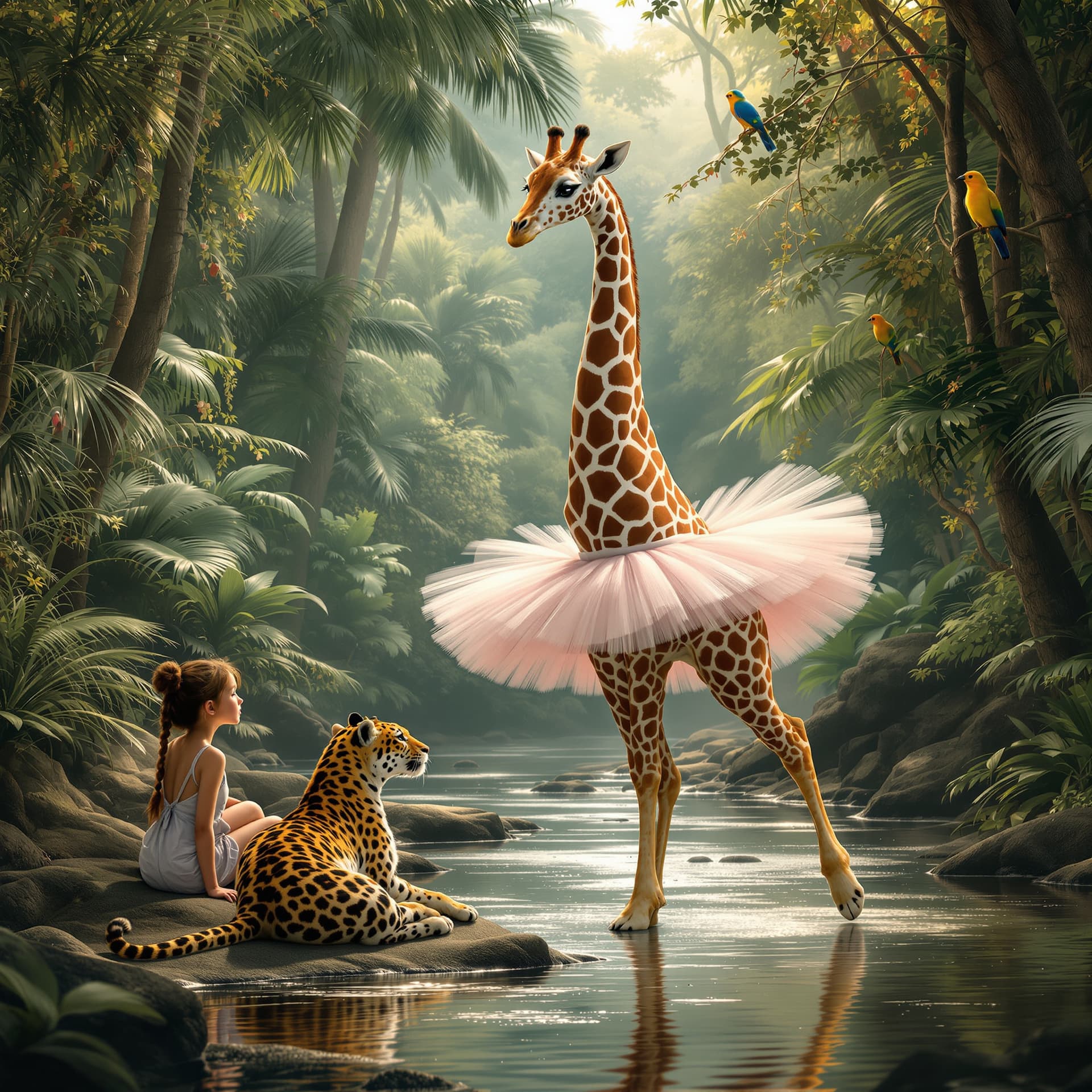 AI generated: ((best quality) ), a giraffe as a (ballerina:1.1) wearing a tutu, perfect eyes, hyper realistic, 8k,...
