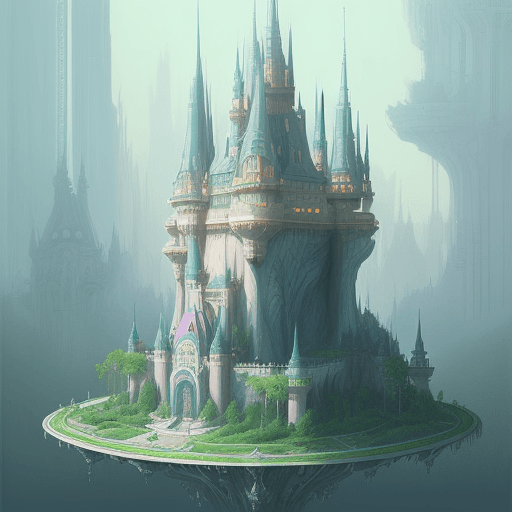 AI generated: 
futuristic architecture Aesthetic dream castle plants picture dreamy drawing / painting / Chris Bos...