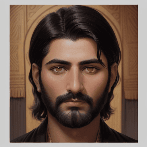 AI generated: a painting of a dark-haired man, in the style of realistic color palette, arabesque, portraits with ...