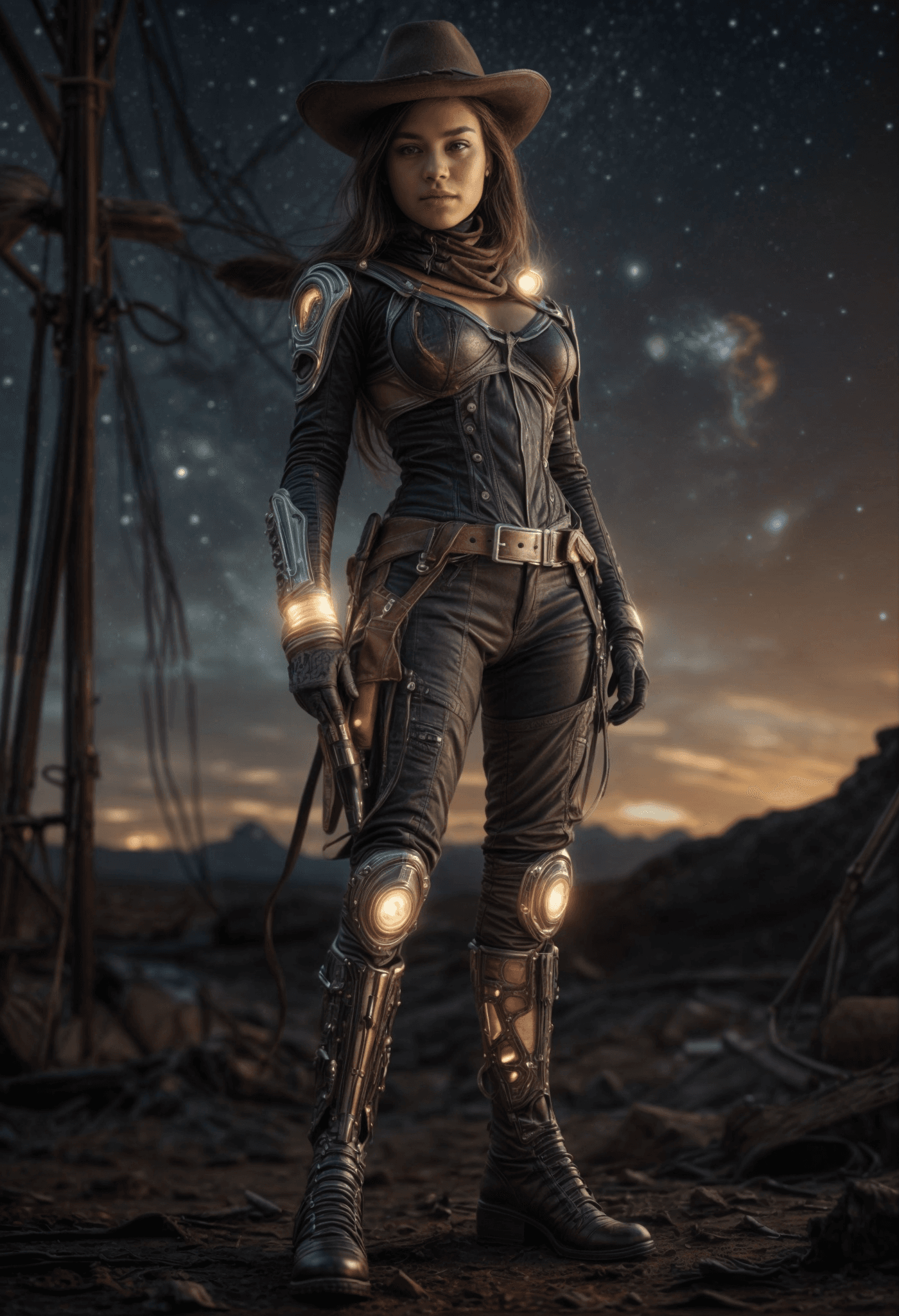 AI generated: award winning photo of a Cowgirl, different cinematic scene,half-length body portrait, highdetailed ...