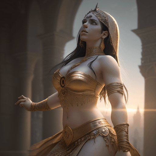 AI generated: Ultra high resolution photography of a medieval, bellydancer, dancer, woman, dramatic light, pale su...
