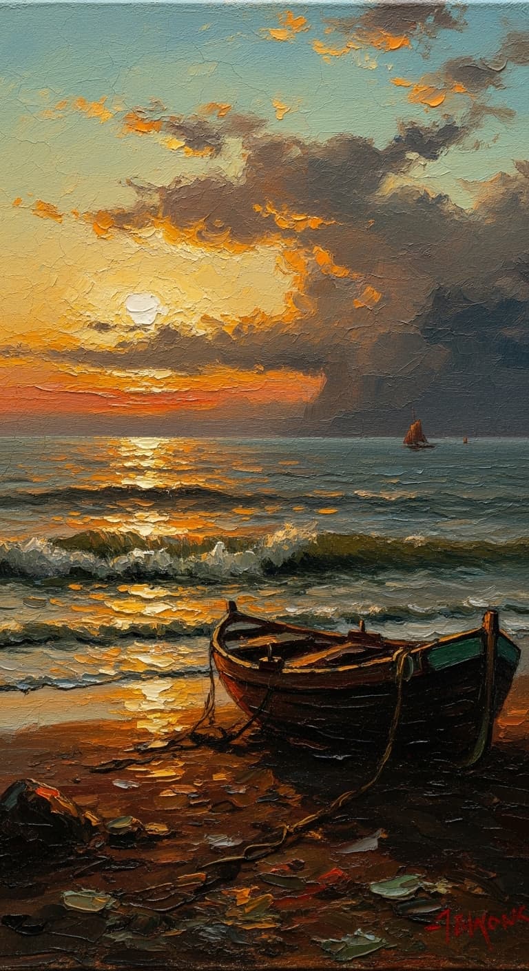 AI generated: An oil painting on canvas, richly textured brushstrokes with visible layers of paint, depicting a dr...