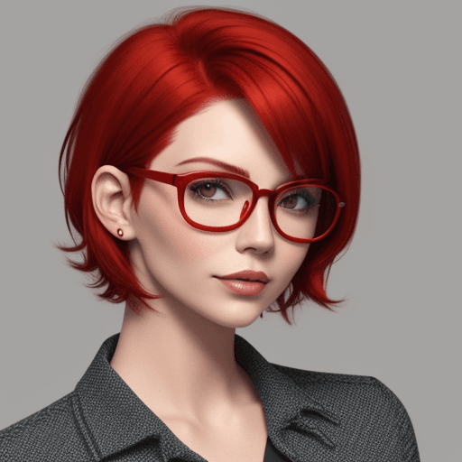 AI generated: short red hair, glasses