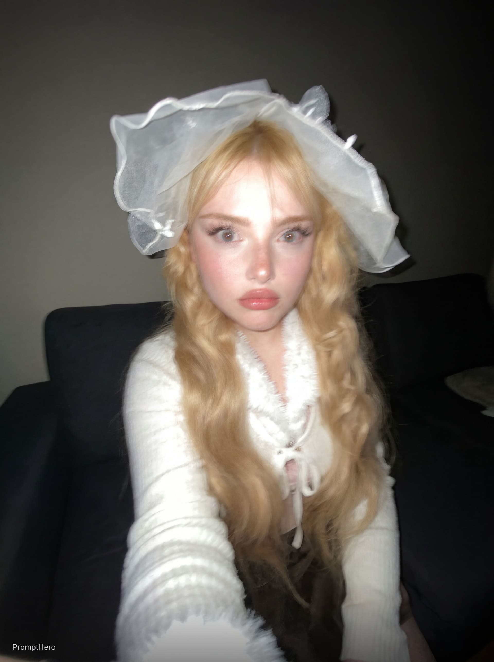 AI generated: Using the uploaded reference photo, create a standard iPhone selfie with flash. There's no clear sub...