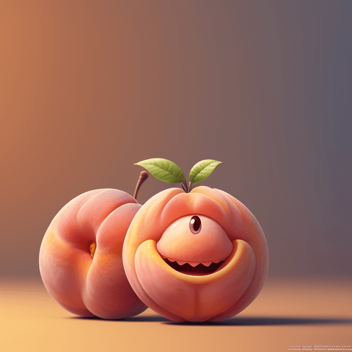 AI generated: A happy cartoon Peach fruit, Pixar Style, perfect composition, 8k artistic photography, photorealist...