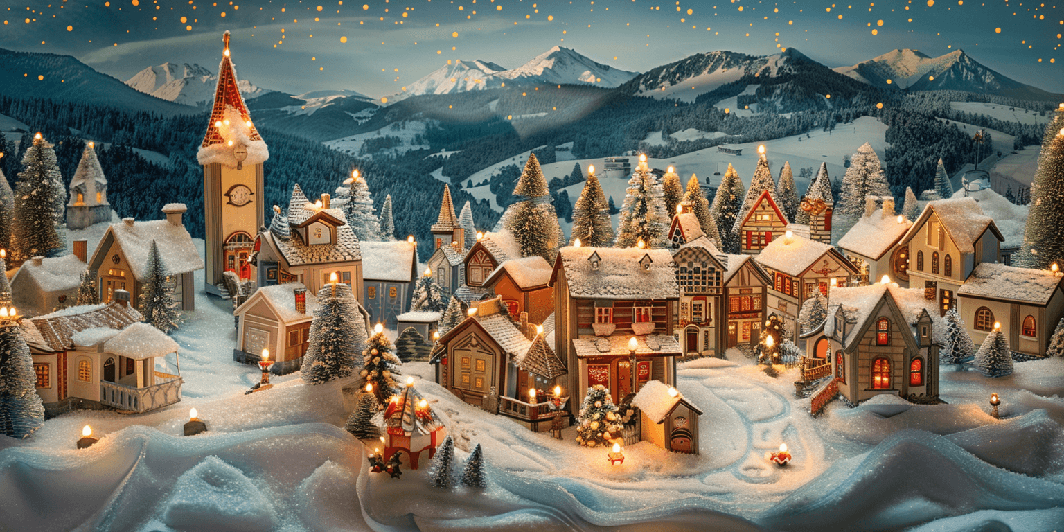 AI generated: UHD Panorama, 3D, quilling, Christmas city --ar 2:1 --v 6
