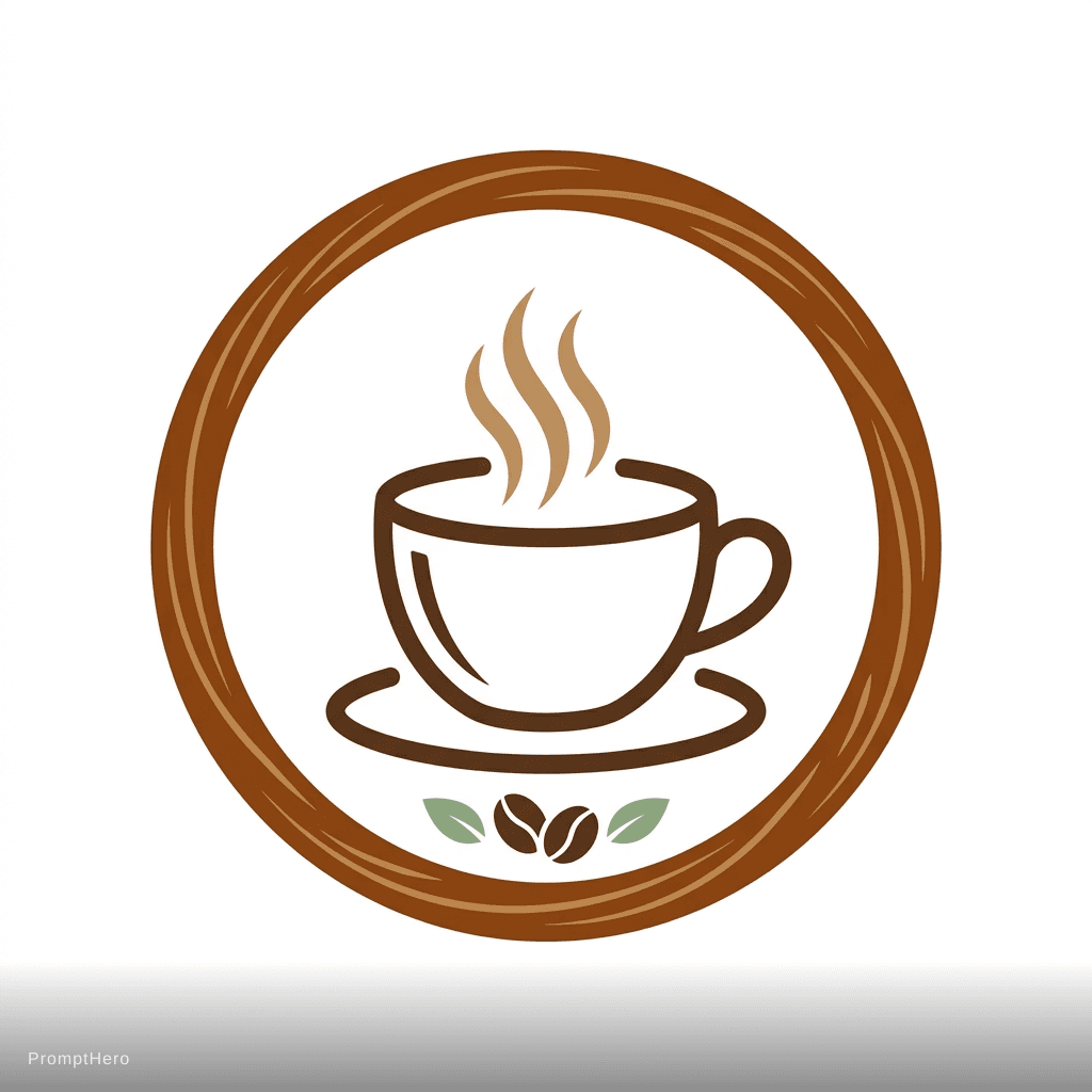 AI generated: Artisan coffee shop, steaming cup, earth tones, cozy and warm feeling