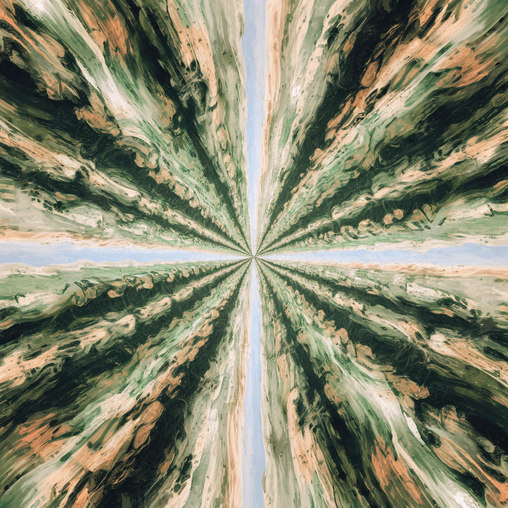 AI generated: water color painting, a straight infinite tunnel of dense greeneries, no details, crude brush stroke...