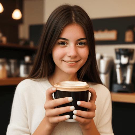 AI generated: A girl holds a coffee