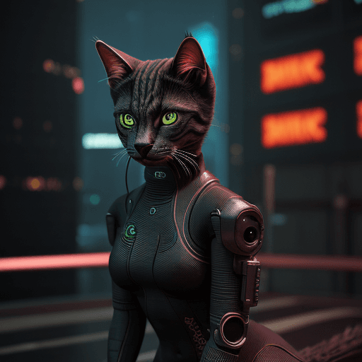 AI generated: cyberpunk thai cat, futuristic, highly detailed, made with blender --v 4, dark background
