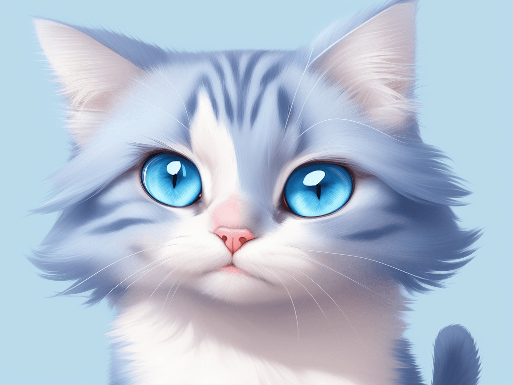 AI generated: Cute cartoon illustration of a female cat with soft fur, beautiful blue eyes, adorable, cute, vibran...