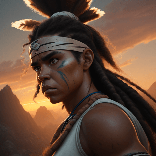 AI generated: Photo of a ultra realistic Athletic Female Aboriginal warrior, dramatic light, pale sunrise, cinemat...