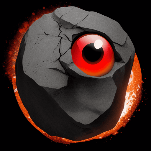 AI generated: living rock. red eye and  lags