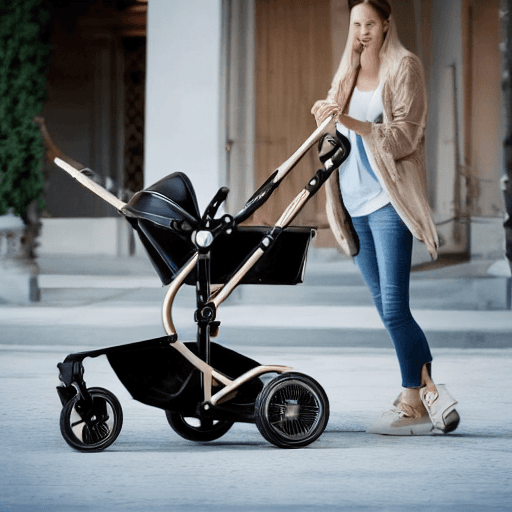 AI generated: baby stroller, high-tech, 3 wheels, product shot,finely detailed, intricate design cinematic lightin...