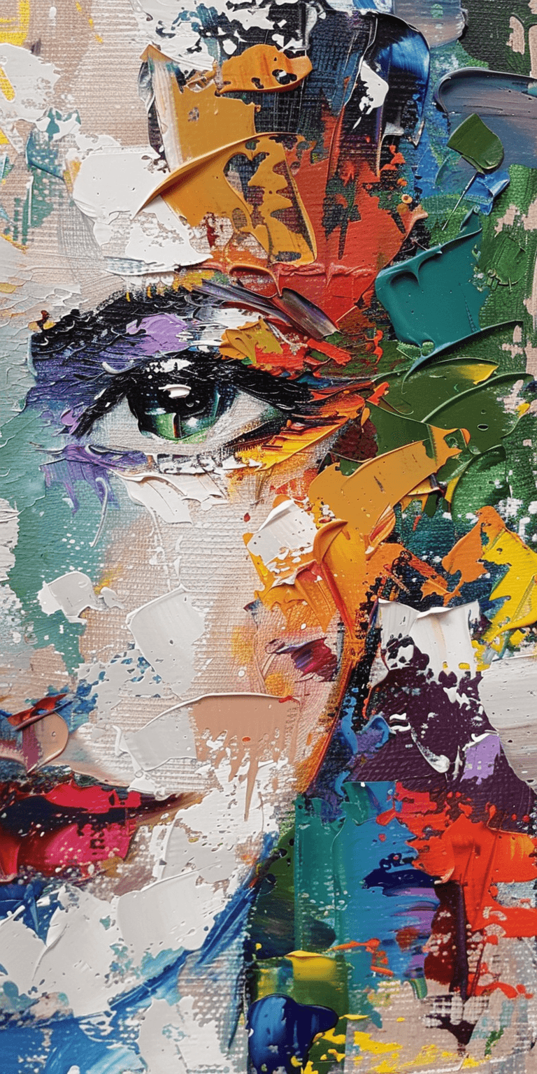 AI generated: woman, loose palette knife, in the style of abstract art --ar 1:2 --style raw