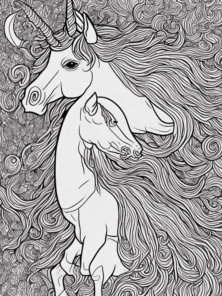 AI generated: a unicorn as a coloring picture style